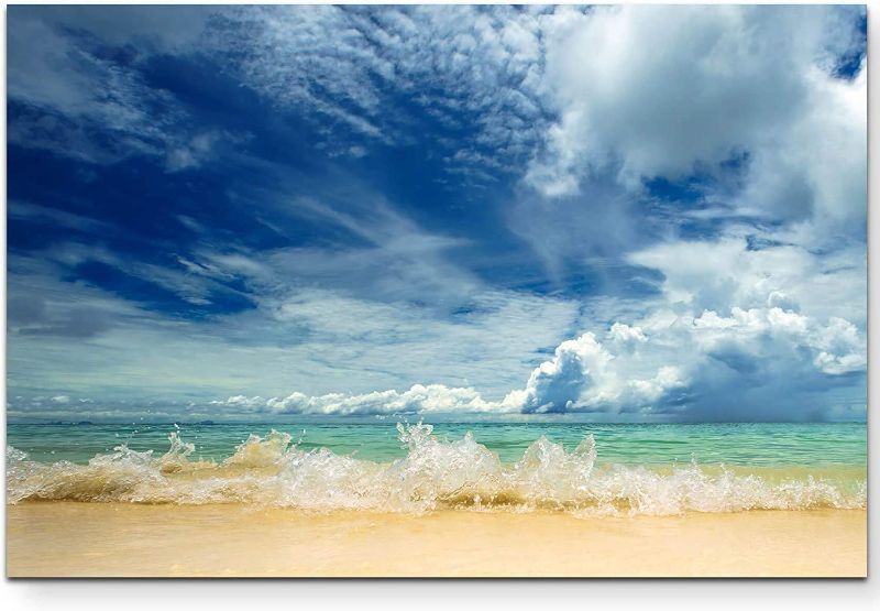 Photo 1 of Beach Bathroom Decor Beach Decorations for Home Bedroom Wall Decor Art Bathroom Pictures Ocean Photo Prints Framed Wall Art Décor Blue Wall Pictures Living Room Office House Canvas Wall Art 20"x40"
