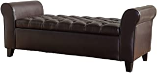 Photo 1 of Christopher Knight Home Keiko Contemporary Rolled Arm Storage Ottoman Bench, Brown and Dark, 19.75”D x 50.00”W x 20.5”H