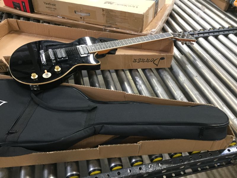 Photo 6 of Donner DLP-124B Solid Body Full-Size 39 Inch LP Electric Guitar Kit Black, with Bag, Strap, Cable, for Beginner -- MISSING ACCESSORIES 

