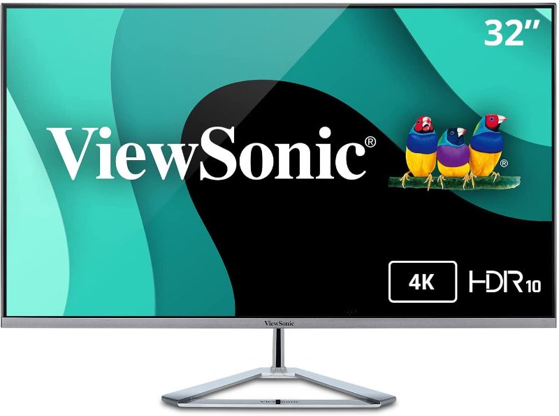 Photo 1 of ViewSonic VX3276-4K-MHD 32 Inch 4K UHD Monitor with Ultra-Thin Bezels, HDR10 HDMI and DisplayPort for Home and Office
--- TURNS ON BUT THEN TURNS OFF 