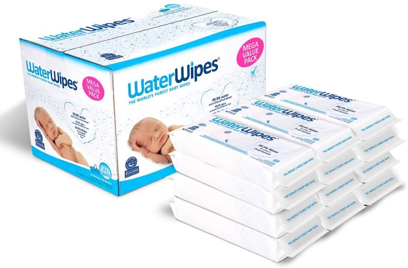 Photo 1 of WaterWipes Original Baby Wipes, 99.9% Water, Unscented & Hypoallergenic for Sensitive Newborn Skin, 60 Count (Pack of 12) -- EXP JULY 2022