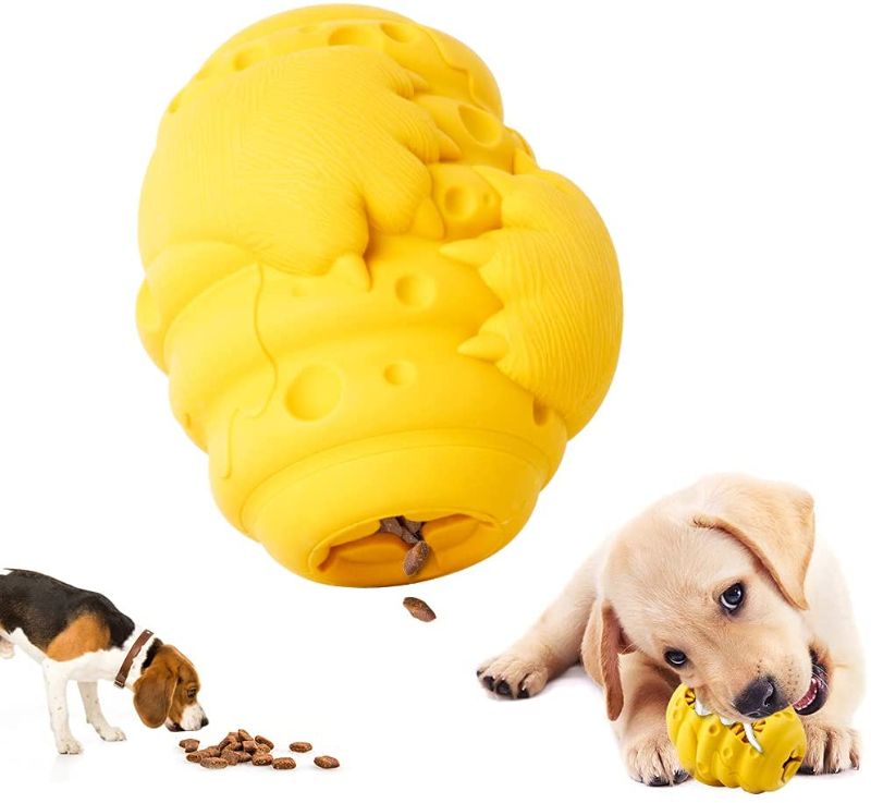 Photo 1 of 3 in 1 Dog Food Dispenser Toy, Dog Chew Toys for Puppies Teething, Indestructible Rubber Toothbrush Interactive Toy for Aggressive Chewers Large Breed Small Medium Dogs?Bear Paw Pattern?
