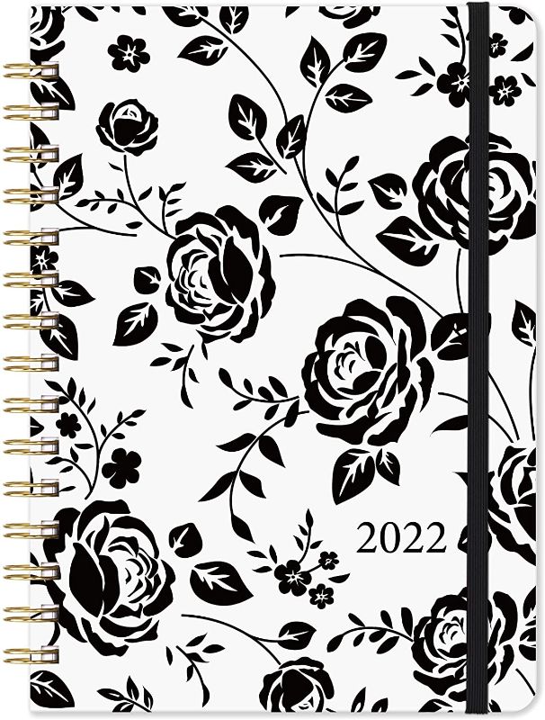 Photo 1 of 2022 Planner - 2022 Planner Weekly and Monthly with Premium Thick Paper, 6.37" x 8.46", January - December 2022, Planner 2022 with Twin-Wire Binding, Elastic Closure and Inner Pocket, Black Rose
