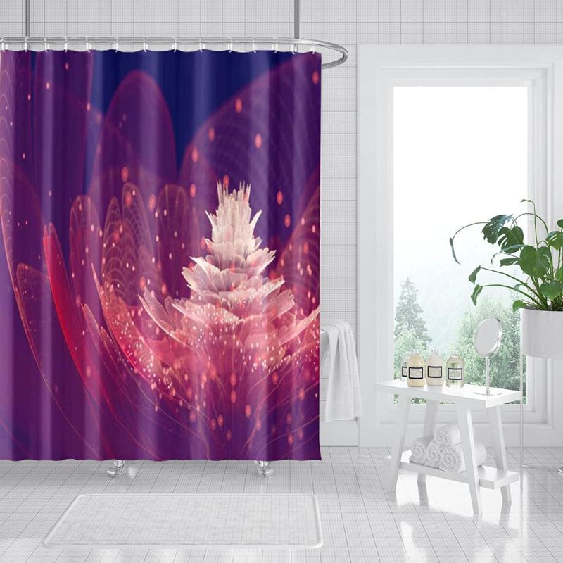 Photo 1 of 2PK Shower Curtains for Bathroom Showers and Bathtubs,Chic Polyester Bath Curtain with Hooks,72 x 72 inches Long(Crystal Flower)
