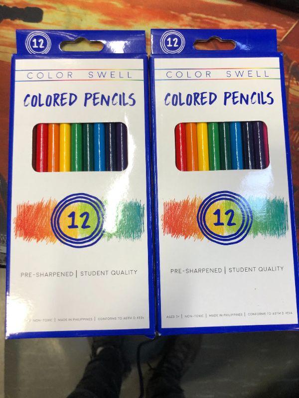 Photo 2 of 2PK  Color Swell Colored Pencil Pack 12 Count Assorted Vibrant Pre-Sharpened Colors Perfect for Kids, Teachers, Classrooms, and All Ages
