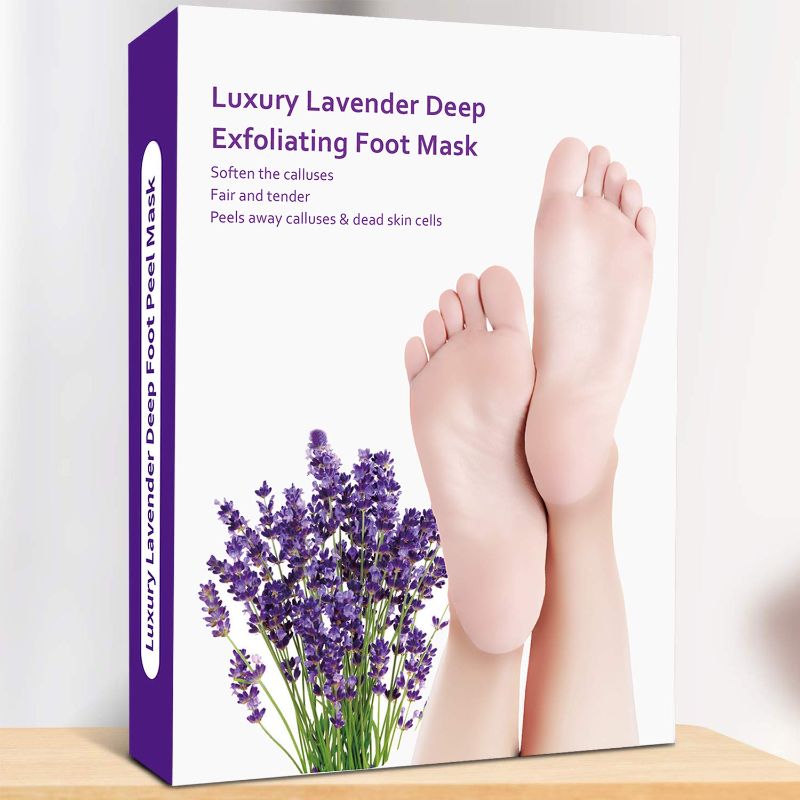 Photo 1 of Foot Peel Mask 2 Pack, Peels Away Calluses and Dead Skin Cell, Calluses and Lavender Deep Moisturizing Foot Mask, Exfoliating Peeling Natural Treatment
