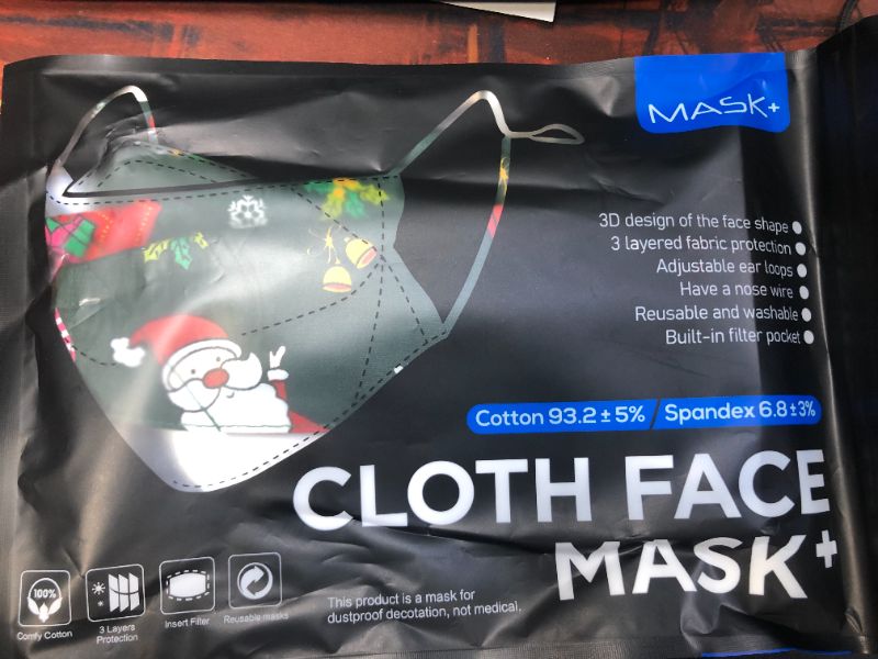 Photo 2 of cloth face+ masks Christmas themed green