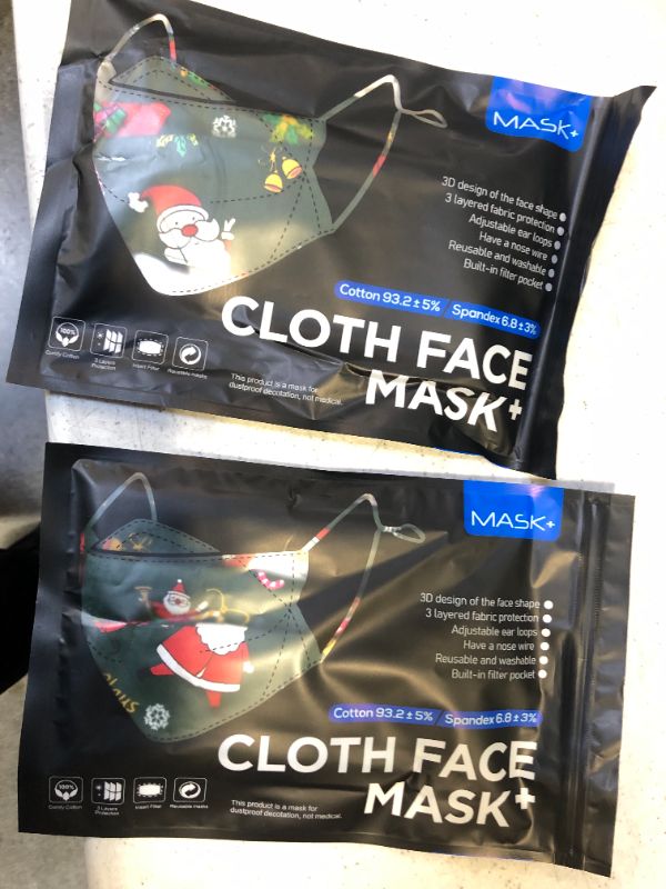 Photo 3 of cloth face+ masks Christmas themed green