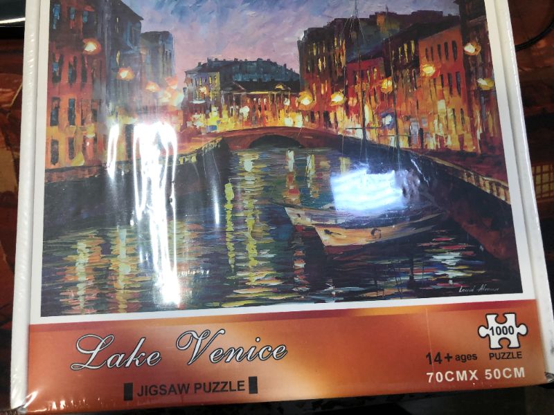 Photo 2 of 1000 Piece Jigsaw Puzzles for Adults, Large 70cm x 50cm 1000 Piece Puzzle Educational Game Toys and Unique Artwork for Families Adults Teens Age of 14 +, Venice Lake Side Oil Painting
