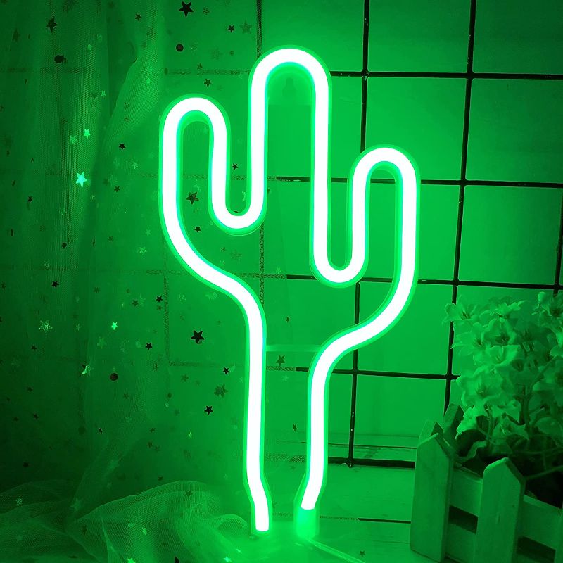 Photo 1 of eyeJOY Cactus Neon Signs Led Lights Neon Light Sign Kids Lights Night Wall Decor USB Powered Neon Lights Led Signs for Bedroom Wall Kids Room Decor Party Festivals Supplies
