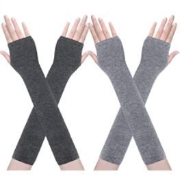 Photo 1 of Amandir 1-4 Pairs Long Fingerless Gloves for Women Arm Warmers Knit Thumbhole Stretchy Gloves
