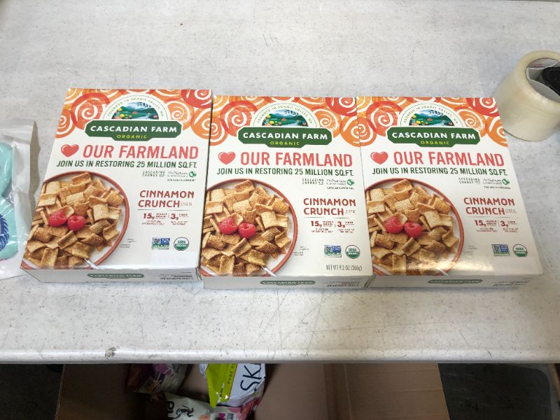 Photo 2 of Cascadian Farm Organic Cinnamon Crunch Cereal, Whole Grain Cereal, 9.2 oz - 3 Pack - BB 11/14/2021