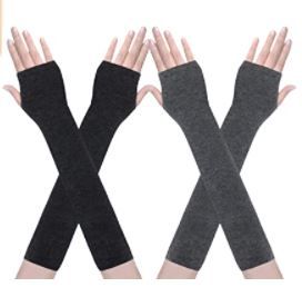 Photo 1 of Amandir 1-4 Pairs Long Fingerless Gloves for Women Arm Warmers Knit Thumbhole Stretchy Gloves - 2 Pack