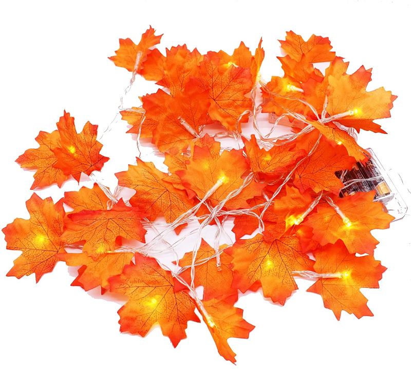 Photo 1 of 2 Pack Christmas Lights Maple Leaves String Lights, 20 Feet 40 LED Christmas Tree Decorations 40 PCS Leaves Garland, 3AA Battery Operated Indoor Outdoor Fairy Light String Christmas Decorations
2 PCK