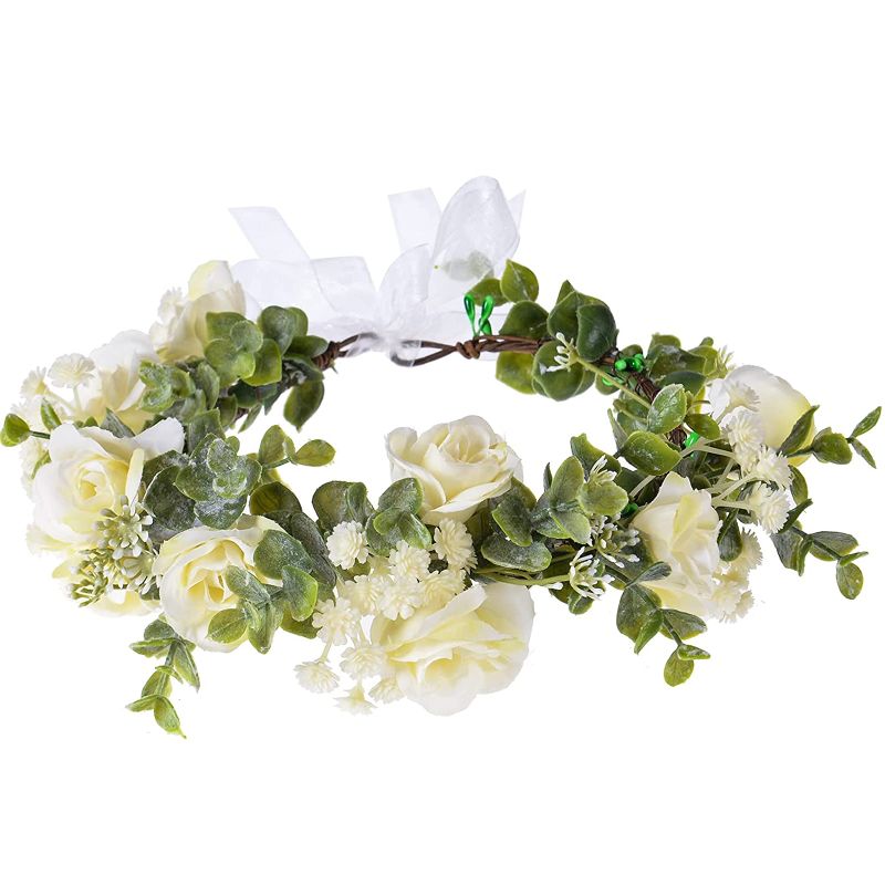 Photo 1 of Flower Headband Boho Floral Garland Crown Halo Wreath Weding Bride Bridesmaid Headpiece with Adjustable Ribbon Fashion Headband For Women Photo Props…
2 PCK