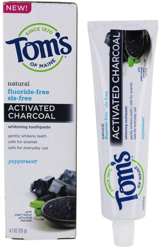 Photo 1 of 3 PACK Activated Charcoal Toothpaste- Peppermint Fluoride Free Tom's Of Maine 4.7 oz Paste