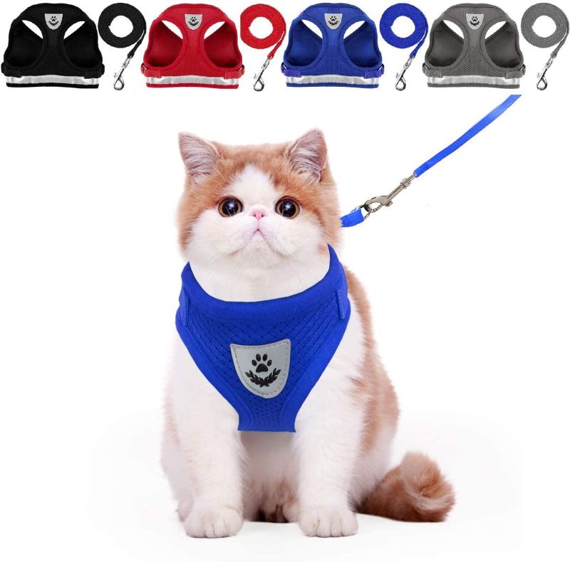 Photo 1 of YujueShop Cat Harness and Leash Pet Vest Small Dog Harness Escape Proof Reflective Re-Adjustable Walking Soft Mesh with Pet Leash for Cats Puppies Pets RED AND GREY ONLY 2 PACK 
 SIZE SMALL