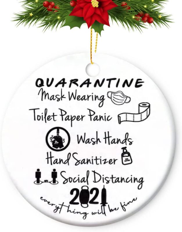 Photo 1 of 2021 Christmas Ornament Double-Sided for Tree Decoration 2021 Quarantine Funny for Holiday Christmas Hanging Decor Home Gifts Holiday Decorations Christmas Decoration Clearance Ornament (D)