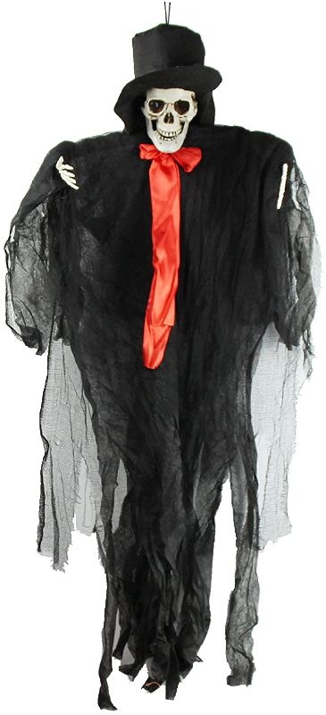 Photo 1 of 2 PACK Krismax Halloween Hanging Ghost Decoration, Scary Skeleton Grim Reaper Halloween Skull Animated Screaming Decor Prop(35.4 Inch)