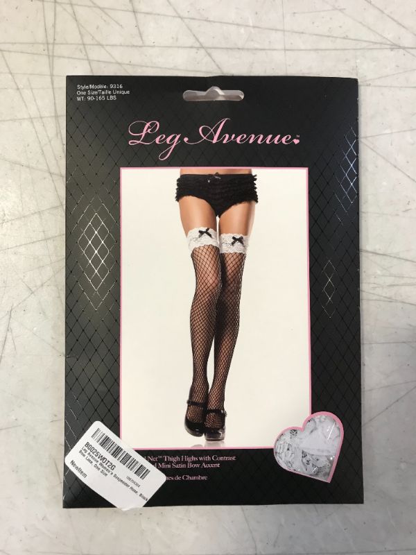 Photo 1 of LEG AVENUE WOMENS BLACK SUSPENDER HOSE, ONE SIZE 