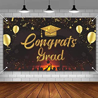 Photo 1 of  Graduation Tapestry Class Graduation Prom Photography Backdrop for Picture Photo Photobooth Decoration with Bachelor Cap Gold and Black