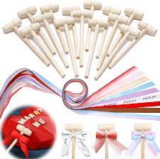 Photo 1 of 
27 Pcs Wooden Hammer for Chocolate, Mini Mallets for Breakable Heart Mold Hammer with 9 Kinds of 47-inch Long Ribbons, Smooth Finished Natural Wood