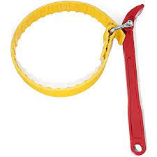 Photo 1 of 6.3" (160mm) Capacity Multi-Purpose Belt Strap Wrench,23" (585mm) Length Adjustable Strap and 12" (300mm) Steel Handle Yellow