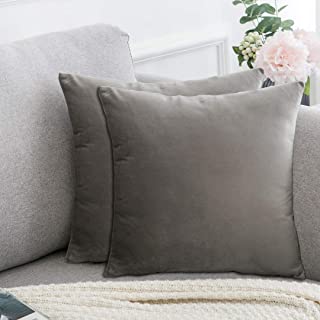 Photo 1 of Aleeza Plain Soft Velvet Pillow Covers Super Solid Square Decorative Throw Pillow Covers Set Cushion Case for Sofa Bedroom Terrace Chair Velvet Pillow Covers 18x18 Inch – Pack of 2 (Grey)