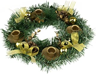 Photo 1 of Clever Creations Christmas 11 Inch Advent Wreath Centerpiece Home Decoration, Traditional Advent Calendar Season Candle Holder, Yellow