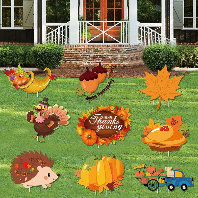 Photo 1 of YOGAXN THANKSGIVING YARD SIGNS FOR OUTDOOR DECORATIONS 9 PCS