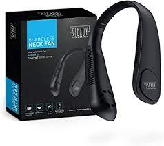Photo 1 of STEADY FOCUS BRANDS Bladeless Neck Fan, 9000mAh Battery USB Type-C Rechargeable Portable Fan, Bladeless Personal Fan w/ 3 Speed Settings & 46 Air Outlets, Cooling fan with Brushless Motor (Jet Black)
