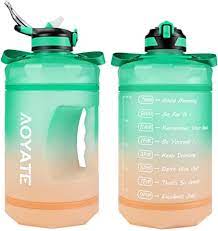 Photo 1 of 1 Gallon /128 OZ Motivational Water Bottle with Time Marker & Straw, Leakproof Large Water Jugs with Handle, [Wide Mouth] Tritan BPA Free Sports Water Bottle for Fitness Gym Outdoor Sports (Geen/Orange Gradient)