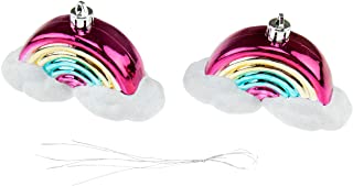 Photo 1 of Clever Creations Rainbow Christmas Ornament Set of 2 Pieces, Shatterproof Holiday Décor for Christmas Trees, Pink, Yellow and Blue