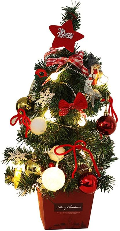 Photo 1 of 
BWWNBY 20"/50cm Tabletop Xmas Tree, Artificial Mini Christmas Pine Tree with String Lights & Ornaments Christmas Tree(Red)