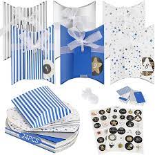 Photo 1 of LessMo 24 Pack Christmas Pillow Gift Boxes, Advent Calendar Bags, Candy Treat Boxes with Ribbon, Countdown to Christmas, for Wedding Favors Christmas Party Present Pouch Kraft Set ?Packing and Size?- 24 pcs pillow boxes(4.15 x 4.1 x 1.38 inches) + 24 ribb