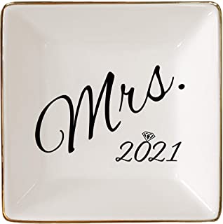 Photo 1 of Mrs. Est. 2021 Bridal Shower Engagement Gift - Jewelry Ring Dish or Tray - Gift for the Bride by Simply Charmed