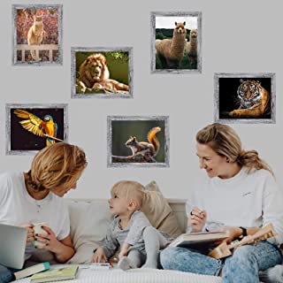 Photo 1 of 3D Photo Frame Stickers Wall Decals - 6pcs Imitation White Photo Frame Stickers Home School Office Classroom Room Wall Decor Tiger Lion Alpaca Parrot cat Squirrel?Animal-White?