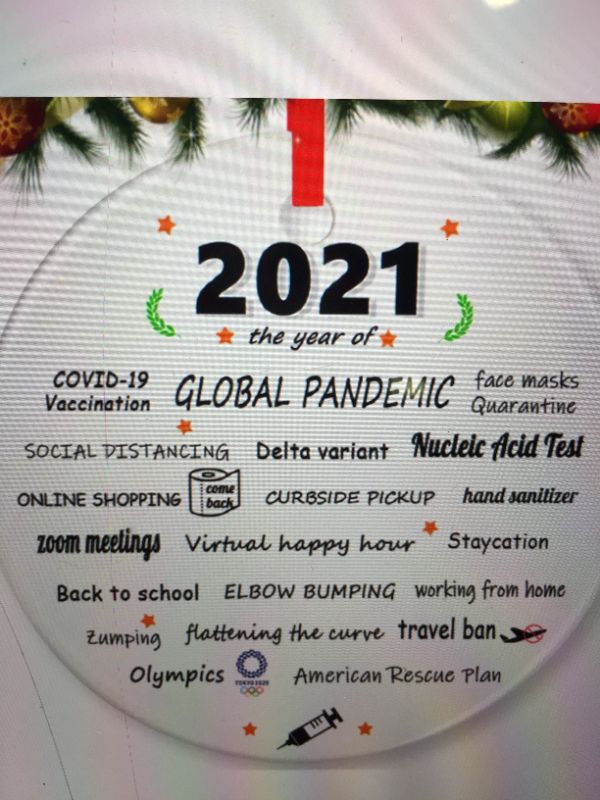 Photo 1 of AUNTESIGN 2021 CHRISTMAS ORNAMENT CHRISTMAS TREE ORNAMENTS QUARINTINE ORNAMENT 2021 GLOBAL PANDEMIC 5 PACKS