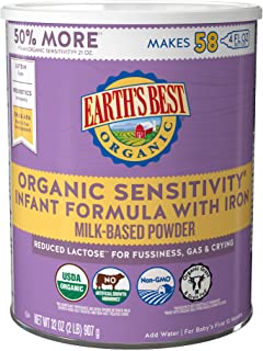 Photo 1 of Earth's Best Organic Baby Formula, Low Lactose Sensitivity Infant Formula with Iron, Non-GMO, Omega-3 DHA and Omega-6 ARA, 32 oz
32 Ounce
