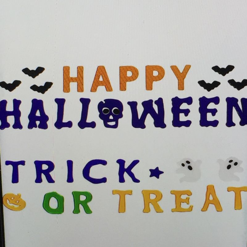 Photo 1 of ALEF SET OF 2 ASSORTED FALL HALLOWEEN GET STICKER WINDOW CLINGS HAPPY HALLOWEEN AND TRICK OR TREAT