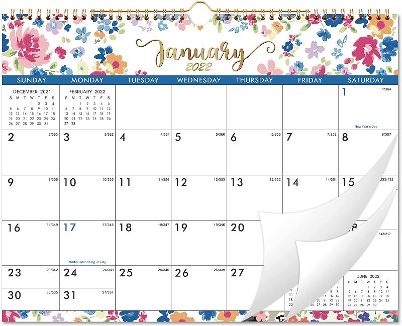 Photo 1 of 2022 Calendar - Wall Calendar 2022 with Spiral Twin-Wire Binding & Large Blocks, January 2022 - December 2022, 14.6" x 11.4", Perfect for Planning & Organizing for Home or Office ( Pack of 2 ) 
