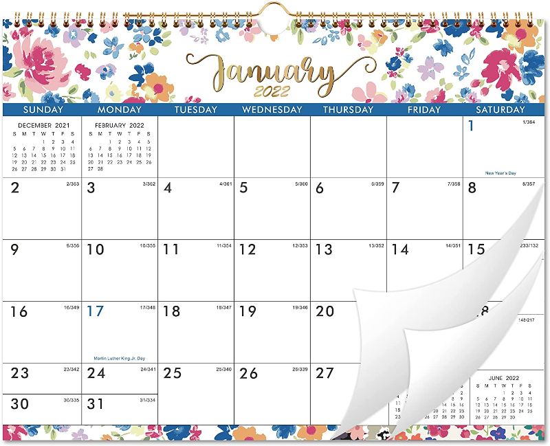 Photo 1 of 2022 Calendar - Wall Calendar 2022 with Spiral Twin-Wire Binding & Large Blocks, January 2022 - December 2022, 14.6" x 11.4", Perfect for Planning & Organizing for Home or Office 
