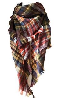 Photo 1 of Wander Agio Womens Warm Long Shawl Winter Wraps Large Scarves Knit Cashmere Feel Plaid Triangle Scarf