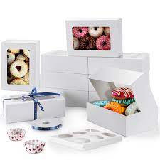 Photo 1 of 10Pcs Bakery Boxes for Pastry and Treat, Cookies Boxes for Candy, Pie, Gifts, and Candy Chocolate Strawberries, White Dessert Box with Auto Pop up