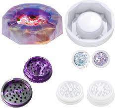 Photo 1 of  Silicone Resin Molds, Ashtray Mold Silicone with Herb Grinder Silicone Spice Mold & Upgraded Resin Glitter Sequin 