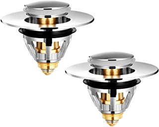 Photo 1 of 2 PACK Upgraded Bathroom Sink Stopper -Drain Strainer, Pop Up Stainless Steel Sink Plug Only for 1.34-1.49inch Drain Holes, Durable Tub Drain Cover, Anti-Clogging Drain Filter for Sink Bathtub (2)