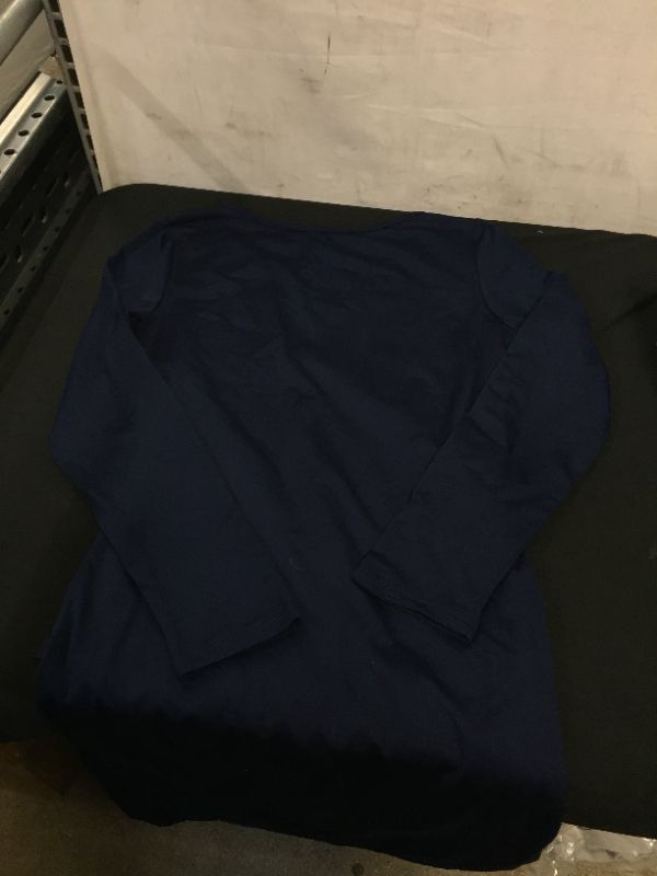 Photo 3 of DARK BLUE SILK-LIKE DRESS WITH LONG SLEEVE SHIRT SIZE MEDIUM 