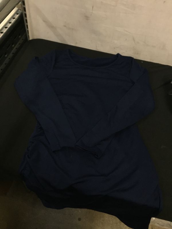 Photo 2 of DARK BLUE SILK-LIKE DRESS WITH LONG SLEEVE SHIRT SIZE MEDIUM 