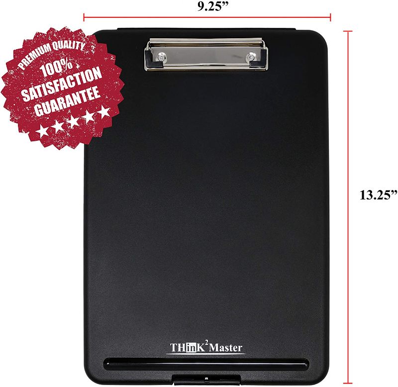 Photo 1 of Think2Master Black Plastic Storage Clipboard. | 25% Heavier & 25% Sturdier| Heavy Duty and Won’t Flex or Bend Like Other Brands (Compare The Weight). Storage Compartment Holds 150 Letter Sized Paper.

