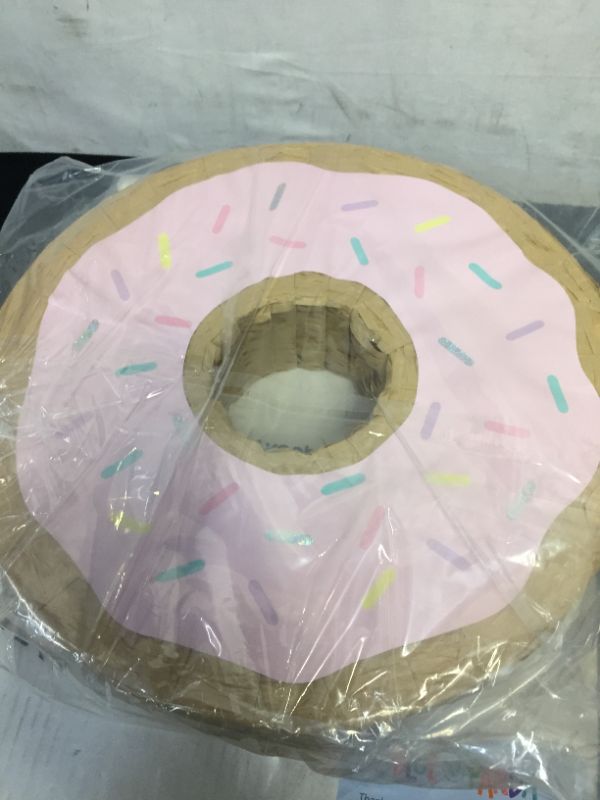 Photo 2 of 13X3 INCH DONUT WITH PINK ICING AND SPRINKLES PINATA 